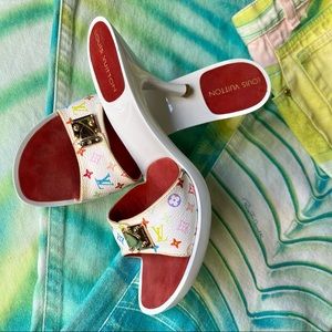 SOLD Louis Vuitton X Takashi Murakami Multicolor Blanc/White Mule Heels